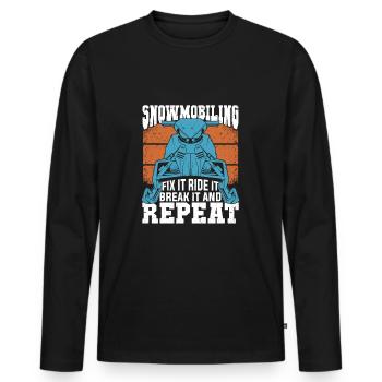Snowmobil réparation motoneigiste cadeau - T-shirt manches longues Premium bio Homme - noir - Devant - Nico (187cm)
