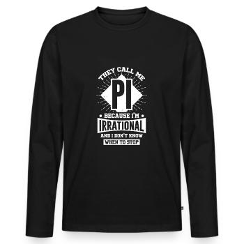 Lustiges Mathe Schule Pi Mathematiker Geschenk - Männer Premium Bio Langarmshirt - Schwarz - Vorne - Nico (187cm)