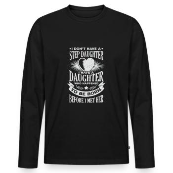 Stolzer Stiefvater Stieftochter Stiefpapa Geschenk - Männer Premium Bio Langarmshirt - Schwarz - Vorne - Nico (187cm)