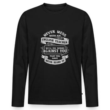 Anglais professeur de profession travail professeur d’anglais cadeau - T-shirt manches longues Premium bio Homme - noir - Devant - Nico (187cm)