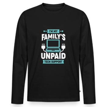 Funny Computer IT Support Staff Gift - Men's Premium Organic Long Sleeve Shirt - black - Front - Nico (187cm)