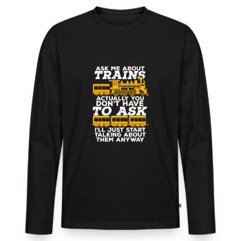 Train locomotives trains cadeau de chemin de fer - T-shirt manches longues Premium bio Homme - noir - Devant - Nico (187cm)