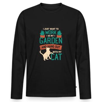 Garden Plants Gardening Cat Gardener Gift - Men's Premium Organic Long Sleeve Shirt - black - Front - Nico (187cm)