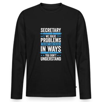 Drôle de secrétariat Secrétaire Cadeau - T-shirt manches longues Premium bio Homme - noir - Devant - Nico (187cm)