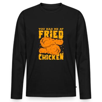 Fried Chicken Essen Geschenk - Männer Premium Bio Langarmshirt - Schwarz - Vorne - Nico (187cm)