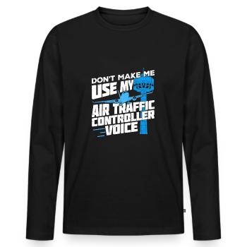 Funny Air Traffic Controller Air Traffic Controller Gift - Men's Premium Organic Long Sleeve Shirt - black - Front - Nico (187cm)