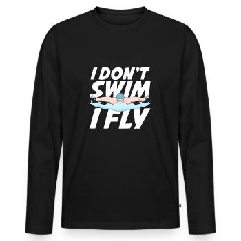 Natation Butterfly Sport nageur cadeau - T-shirt manches longues Premium bio Homme - noir - Devant - Nico (187cm)