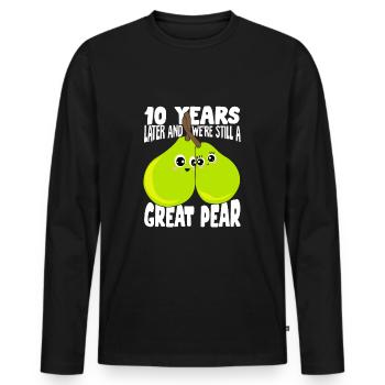 Married couple 10 years Married Gift - Men's Premium Organic Long Sleeve Shirt - black - Front - Nico (187cm)