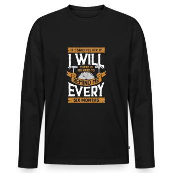 Funny Craftsman Repair Carpenter Gift - Men's Premium Organic Long Sleeve Shirt - black - Front - Nico (187cm)