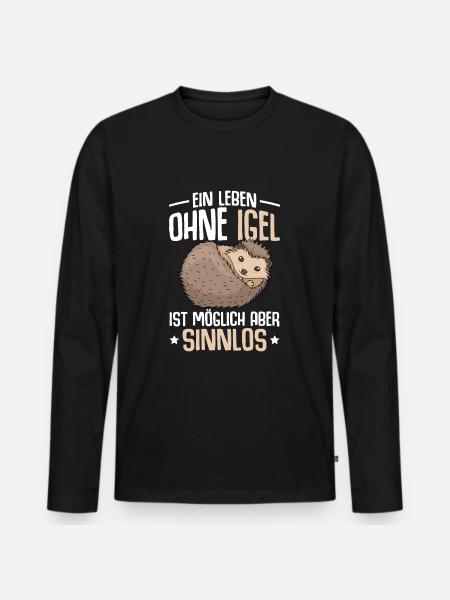 Igel Liebhaber Kinder Damen Herren - Männer Premium Bio Langarmshirt - Schwarz
