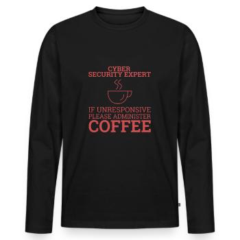 « Cyber Security Expert Coffee | Hackers » - T-shirt manches longues Premium bio Homme - noir - Devant - Nico (187cm)