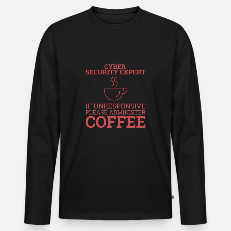 "Cyber Security Expert Coffee | Hacker" - Männer Premium Bio Langarmshirt - Schwarz