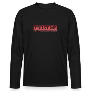 "Expert en cybersécurité Faites-moi confiance | Hacker" - T-shirt manches longues Premium bio Homme - noir - Devant - Nico (187cm)