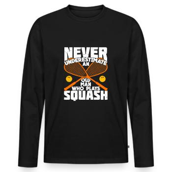 Squash joueur de squash vieux homme grand-père cadeau - T-shirt manches longues Premium bio Homme - noir - Devant - Nico (187cm)