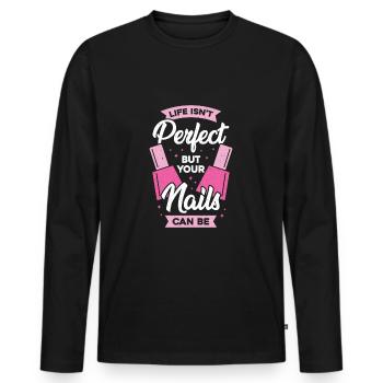 Salon de manucure profession manucure de travail cadeau - T-shirt manches longues Premium bio Homme - noir - Devant - Nico (187cm)