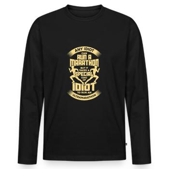 Funny Ultramarathon Runner Gift - Men's Premium Organic Long Sleeve Shirt - black - Front - Nico (187cm)