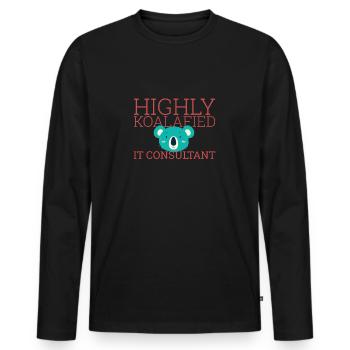 "IT-Consultant Koalafied | IT-Consultant" - Männer Premium Bio Langarmshirt - Schwarz - Vorne - Nico (187cm)
