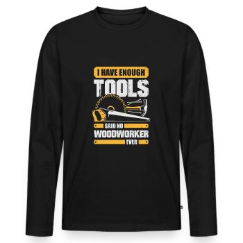 Woodwork Tool Carpenter Gift - Men's Premium Organic Long Sleeve Shirt - black - Front - Nico (187cm)