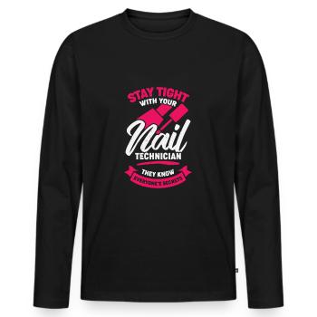 Nagelstudio Job Beruf Nageldesignerin Geschenk - Männer Premium Bio Langarmshirt - Schwarz - Vorne - Nico (187cm)