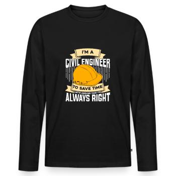 Civil Engineering Job Profession Civil Engineer Gift - Men's Premium Organic Long Sleeve Shirt - black - Front - Nico (187cm)