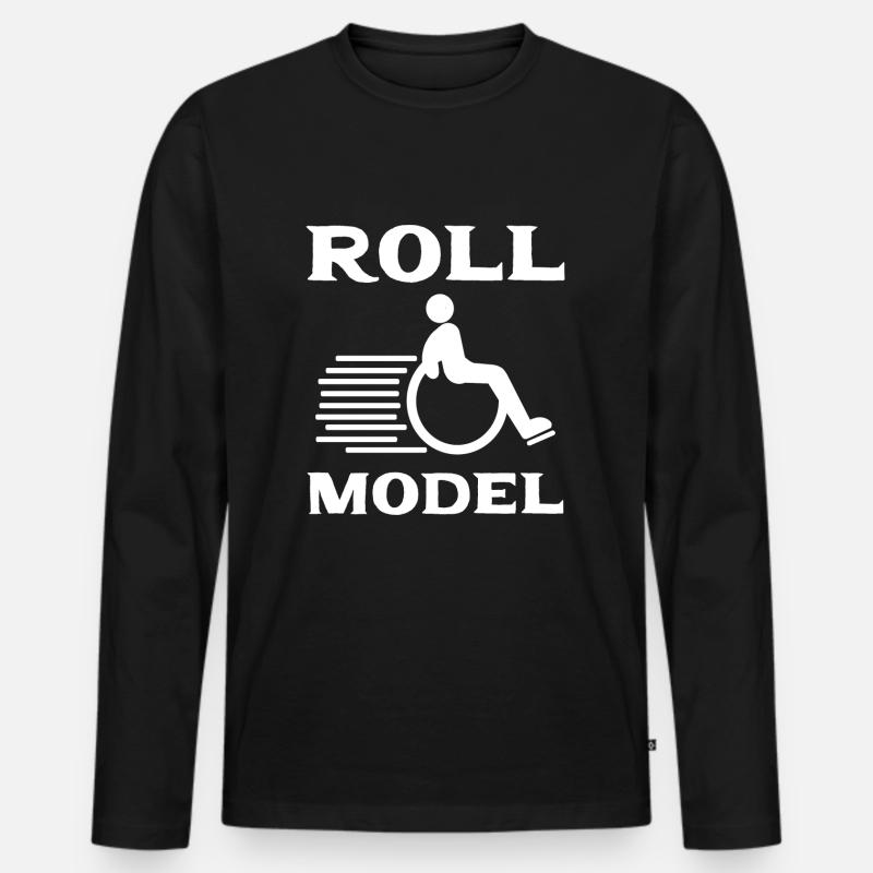 Rollstuhl - Männer Premium Bio Langarmshirt - Schwarz