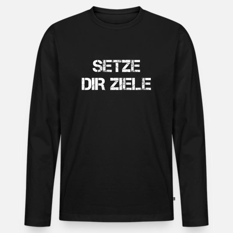 Setze Dir Ziele - Männer Premium Bio Langarmshirt - Schwarz