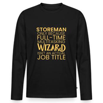 Storeman multitasking Wizard - Männer Premium Bio Langarmshirt - Schwarz - Vorne - Nico (187cm)