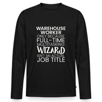 Warehouse Worker multitasking Wizard - Männer Premium Bio Langarmshirt - Schwarz - Vorne - Nico (187cm)