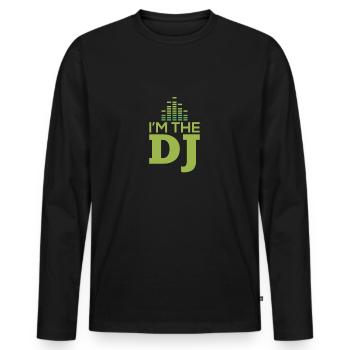 I am the DJ - Männer Premium Bio Langarmshirt - Schwarz - Vorne - Nico (187cm)