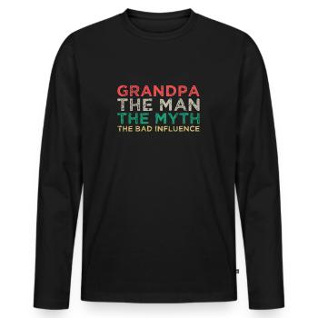 GRANDPA THE MAN THE MYTH - Men's Premium Organic Long Sleeve Shirt - black - Front - Nico (187cm)