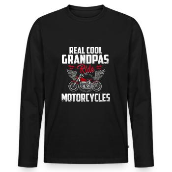 Real Cool Grandpas ride Motorcycles - Biker Opa - Männer Premium Bio Langarmshirt - Schwarz - Vorne - Nico (187cm)