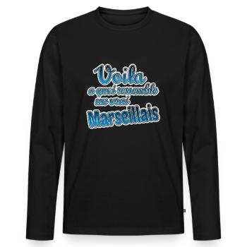 Marseillais marseille - T-shirt manches longues Premium bio Homme - noir - Devant - Nico (187cm)