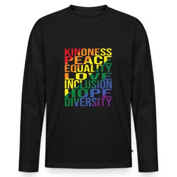 Gentillesse Paix Égalité Amour Inclusion Espoir Plongeurs - T-shirt manches longues Premium bio Homme - noir - Devant - Nico (187cm)