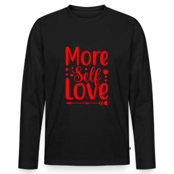 More Self Love - Männer Premium Bio Langarmshirt - Schwarz - Vorne - Nico (187cm)