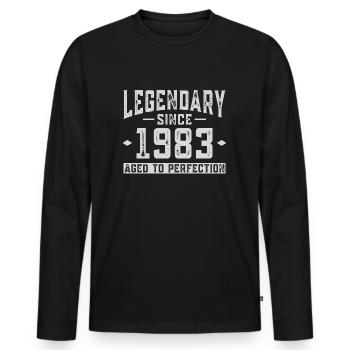 Legendär seit 1983 - Männer Premium Bio Langarmshirt - Schwarz - Vorne - Nico (187cm)
