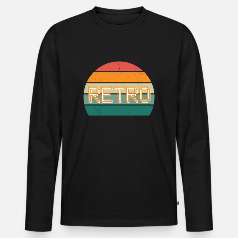 Retro - Männer Premium Bio Langarmshirt - Schwarz