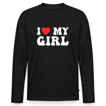 I love my Girl - Men's Premium Organic Long Sleeve Shirt - black - Front - Nico (187cm)