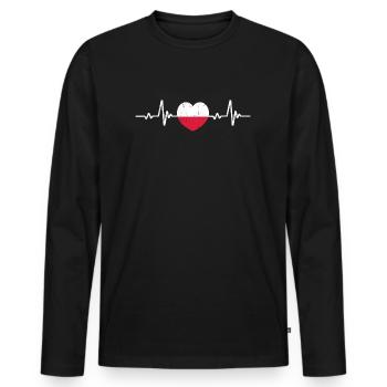 Polen Polska Polnisch Polnische Flagge Retro - Männer Premium Bio Langarmshirt - Schwarz - Vorne - Nico (187cm)