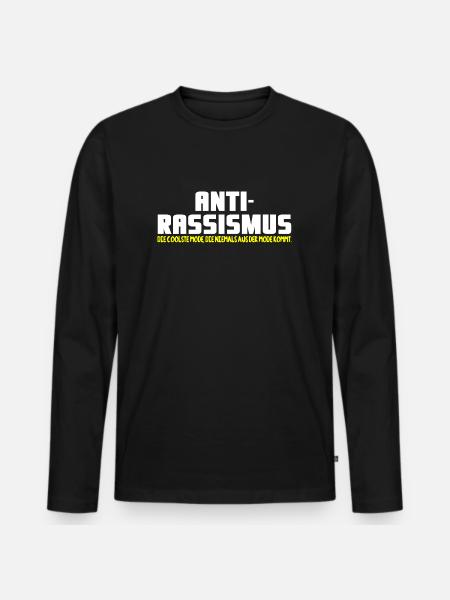 Anti-Rassismus - Männer Premium Bio Langarmshirt - Schwarz