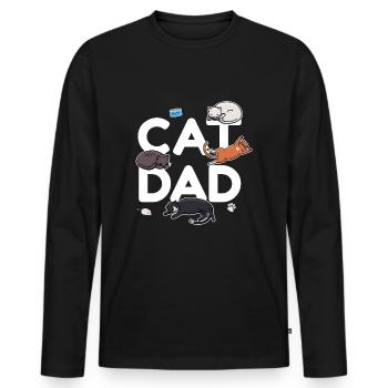 Cat Dad - Katze Katzenmann Papa Miezekatze Miau - Männer Premium Bio Langarmshirt - Schwarz - Vorne - Nico (187cm)