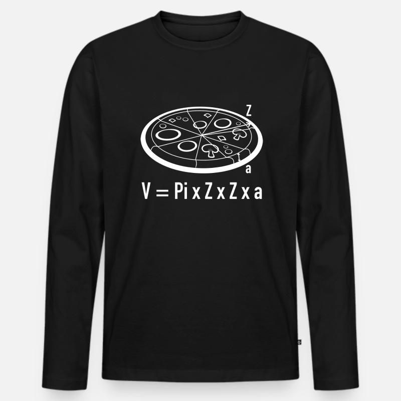 Pizza Mathe - Männer Premium Bio Langarmshirt - Schwarz