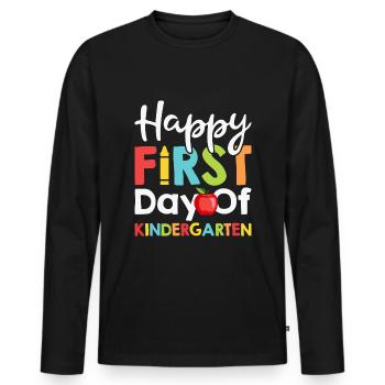Happy first day of kindergarten - Men's Premium Organic Long Sleeve Shirt - black - Front - Nico (187cm)