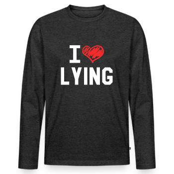 I Love Lying - Men's Premium Organic Long Sleeve Shirt - heather anthracite - Front - Nico (187cm)