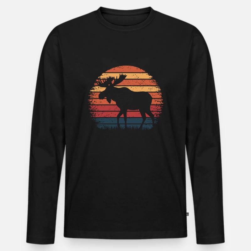 Elch - Männer Premium Bio Langarmshirt - Schwarz