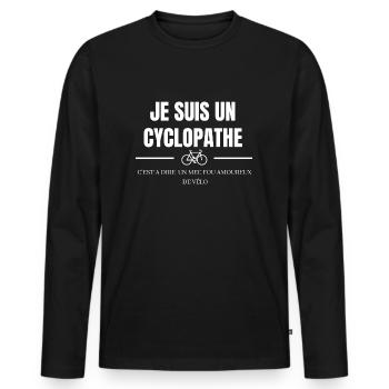 je suis un cyclopathe cadeau cycliste anniversaire - T-shirt manches longues Premium bio Homme - noir - Devant - Nico (187cm)