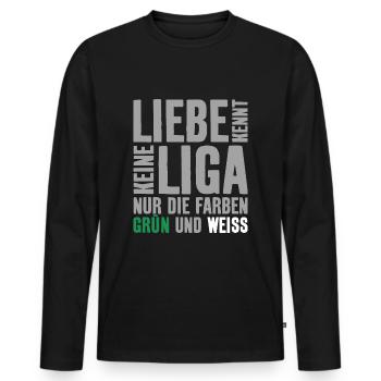 LIEBE KENNT KEINE LIGA ABSTIEG BREMEN - Männer Premium Bio Langarmshirt - Schwarz - Vorne - Nico (187cm)