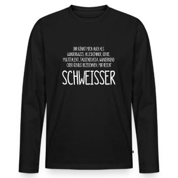 Schweisser – ein Alleskönner, Genie, Multitalent - Männer Premium Bio Langarmshirt - Schwarz - Vorne - Nico (187cm)
