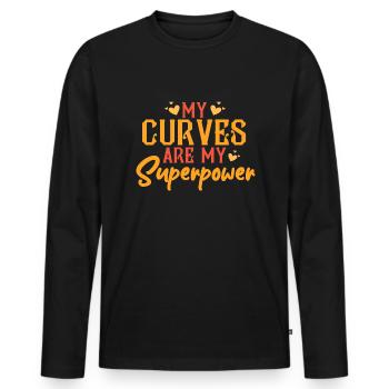 Meine Kurven sind meine Superkraft, kurviges Küken - Männer Premium Bio Langarmshirt - Schwarz - Vorne - Nico (187cm)