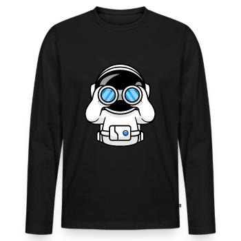 Astronaut mit Fernglas - Männer Premium Bio Langarmshirt - Schwarz - Vorne - Nico (187cm)