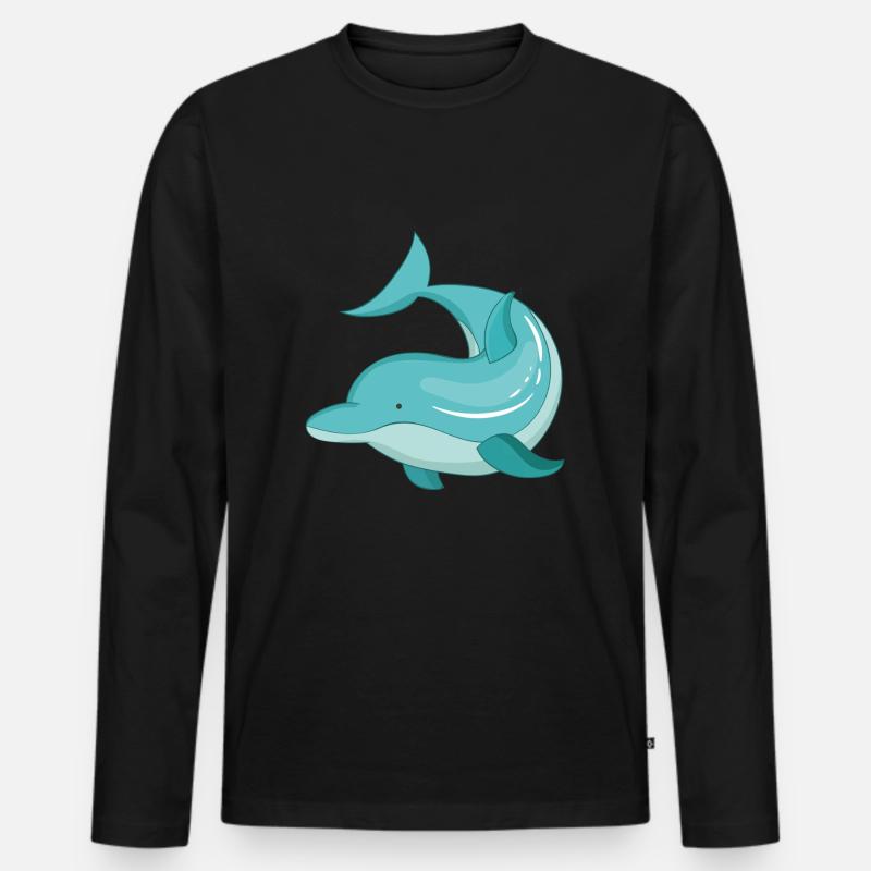 Delfin - Männer Premium Bio Langarmshirt - Schwarz